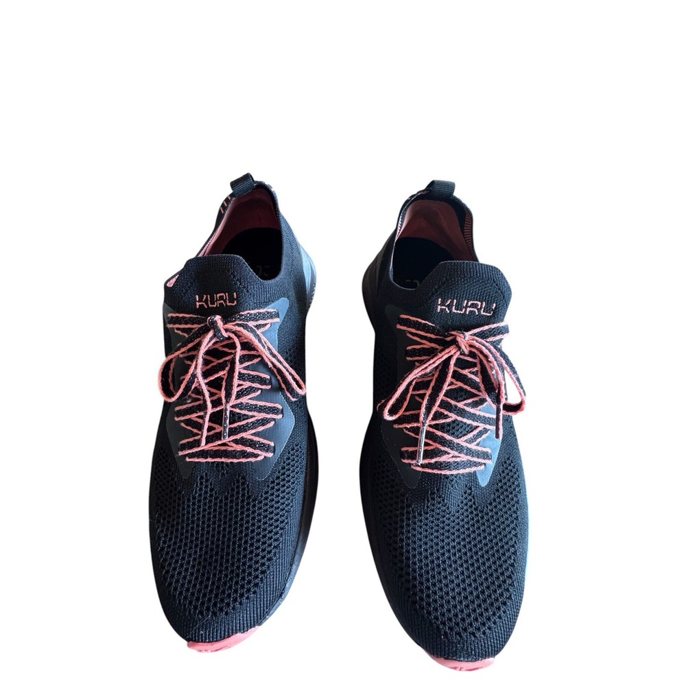 Kuru Flux Women's Size 11 Jet Black Sneakers Coral Accents EVA Foam Cushioning